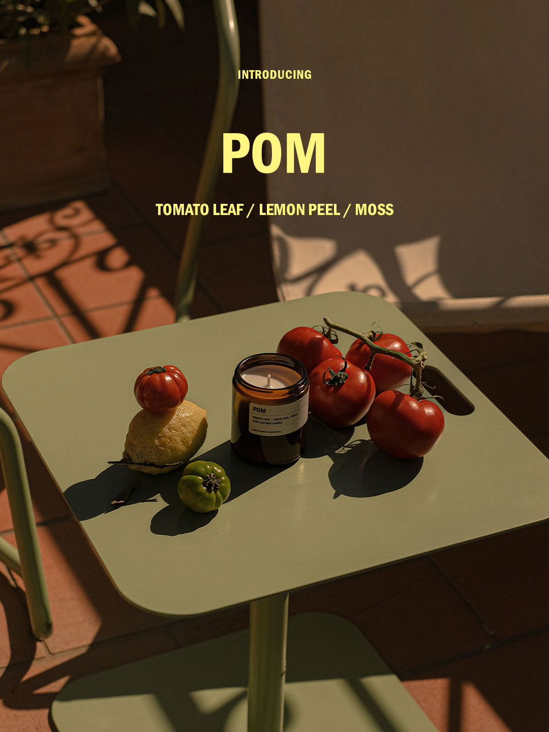 Posie POM: Tomato Leaf / Lemon Peel / Moss Candle 250g
