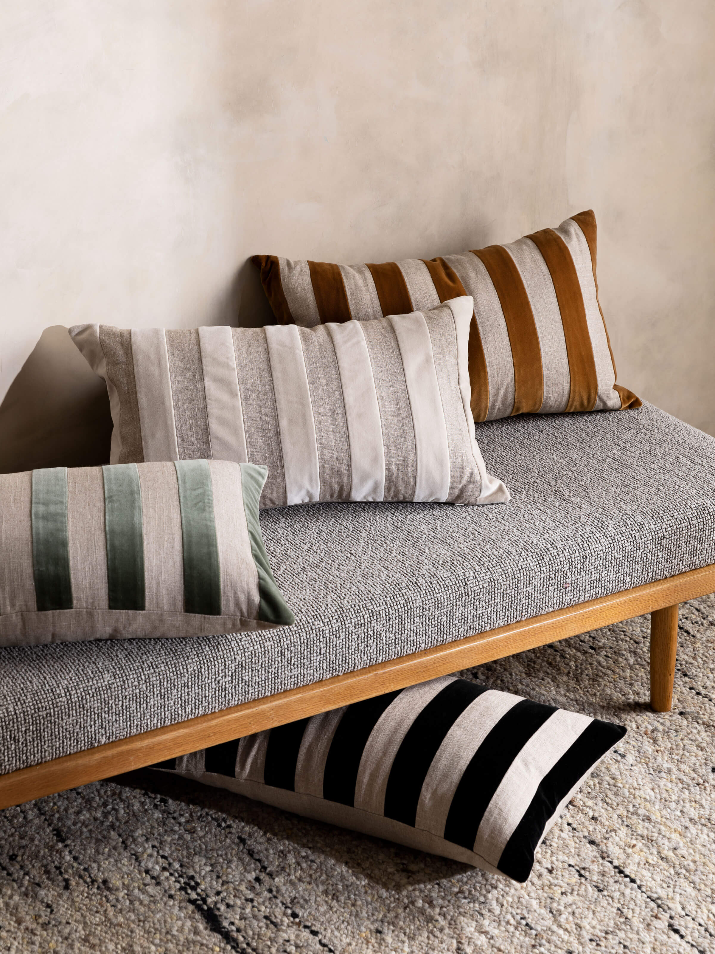 Etro Black Stripe Velvet Cushion