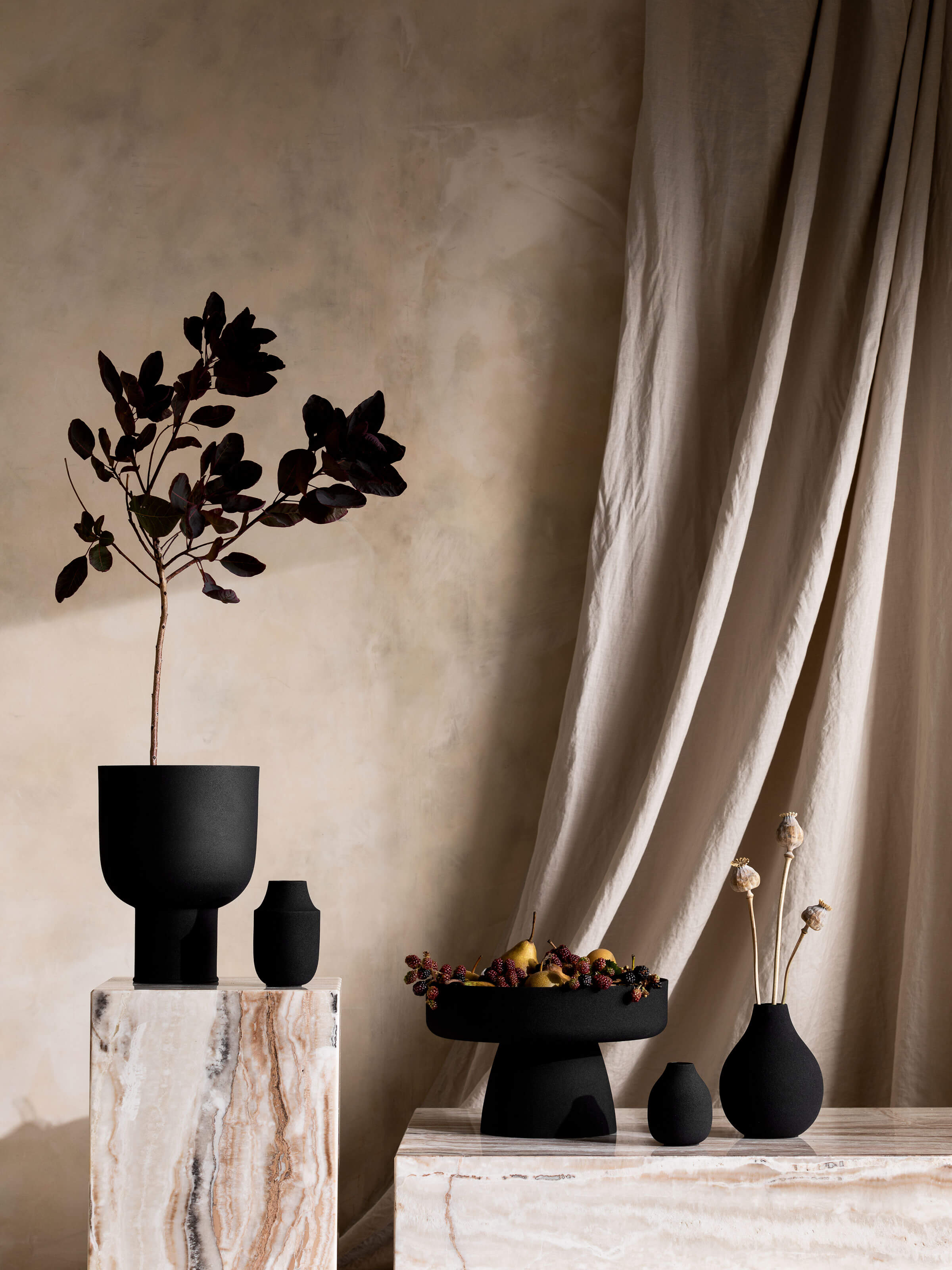 Mona Black Trio of Vases