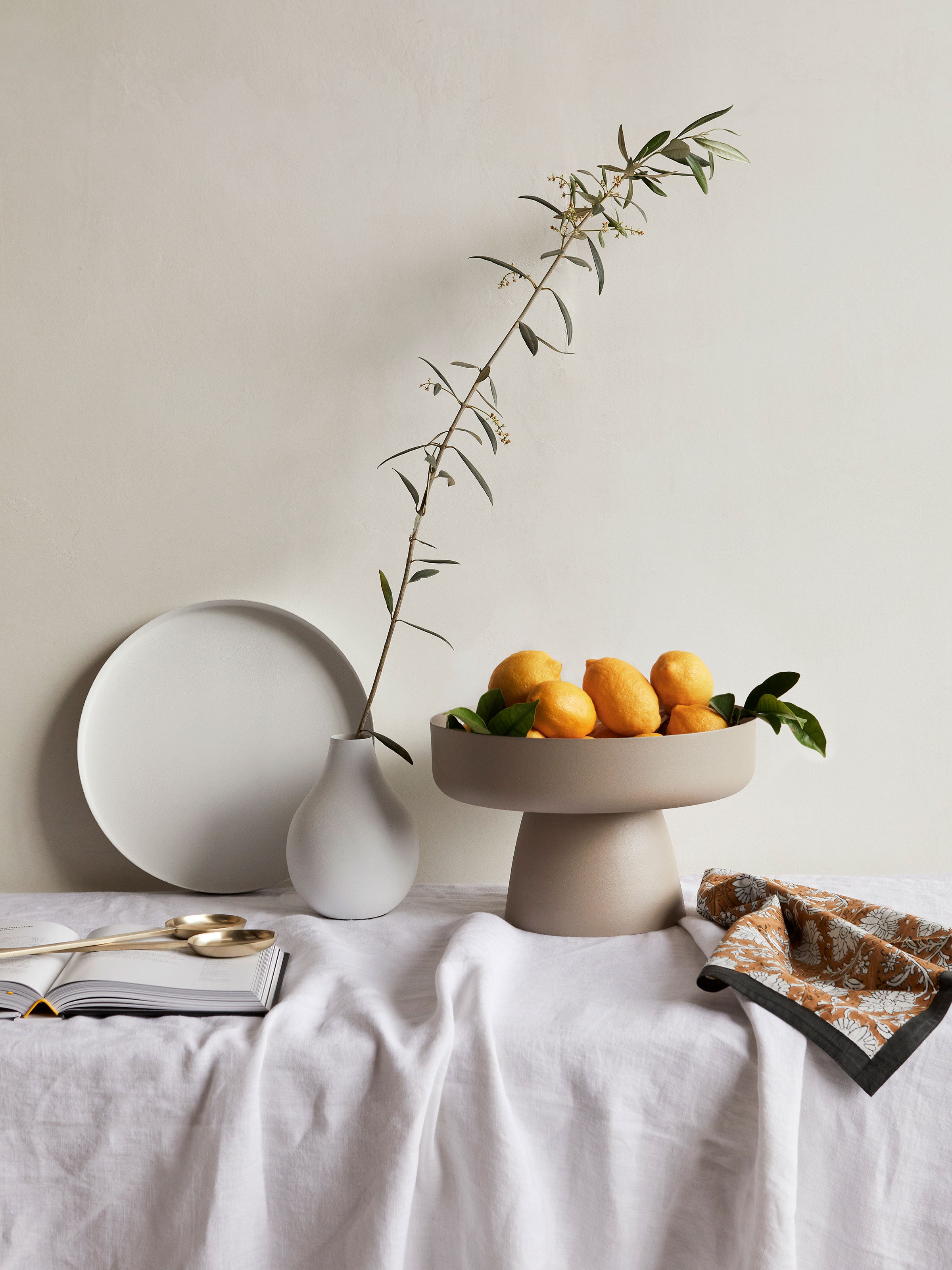 Moss White French Linen Table Cloth