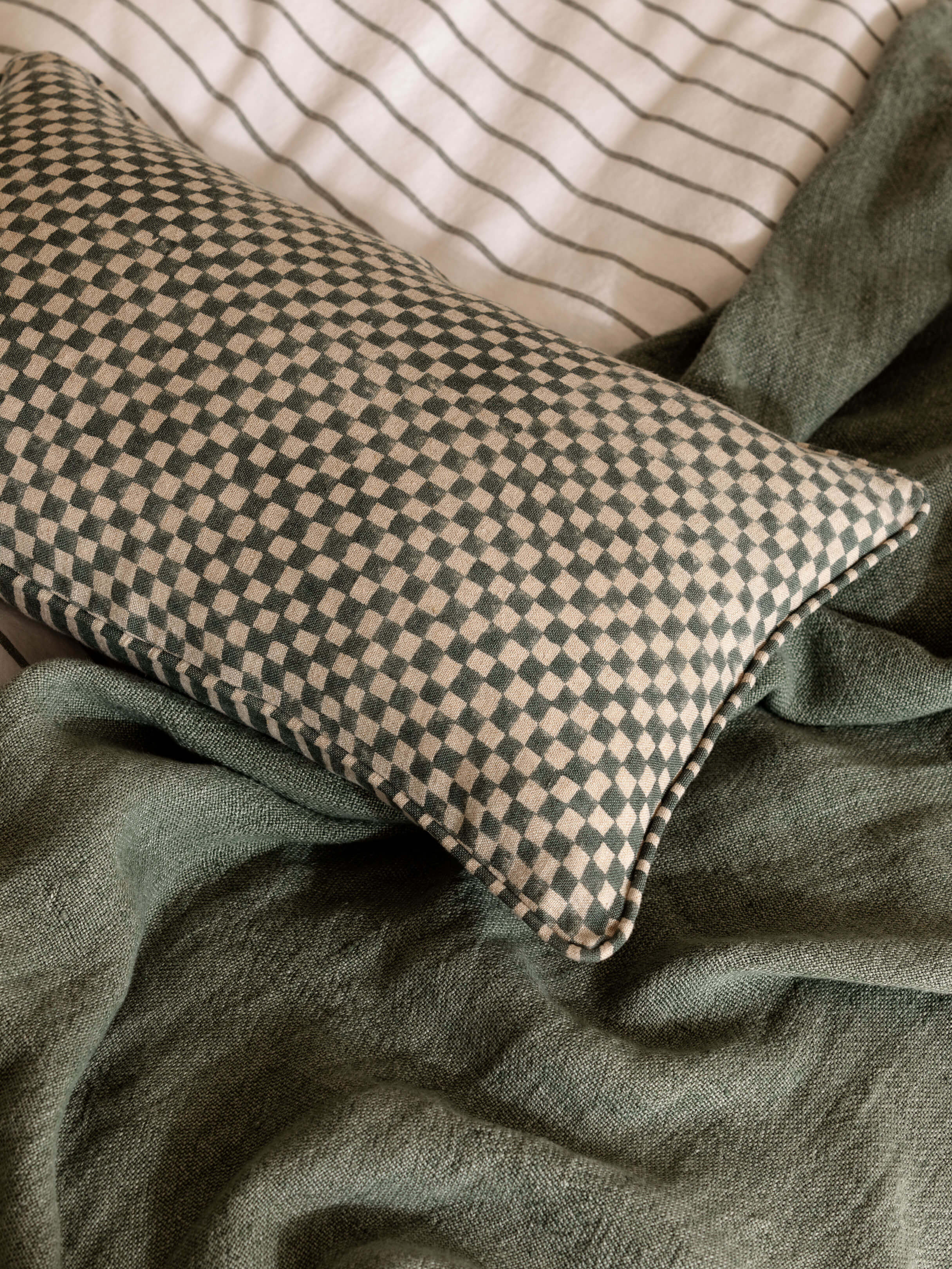 Gia Jade Reversible Linen Cushion