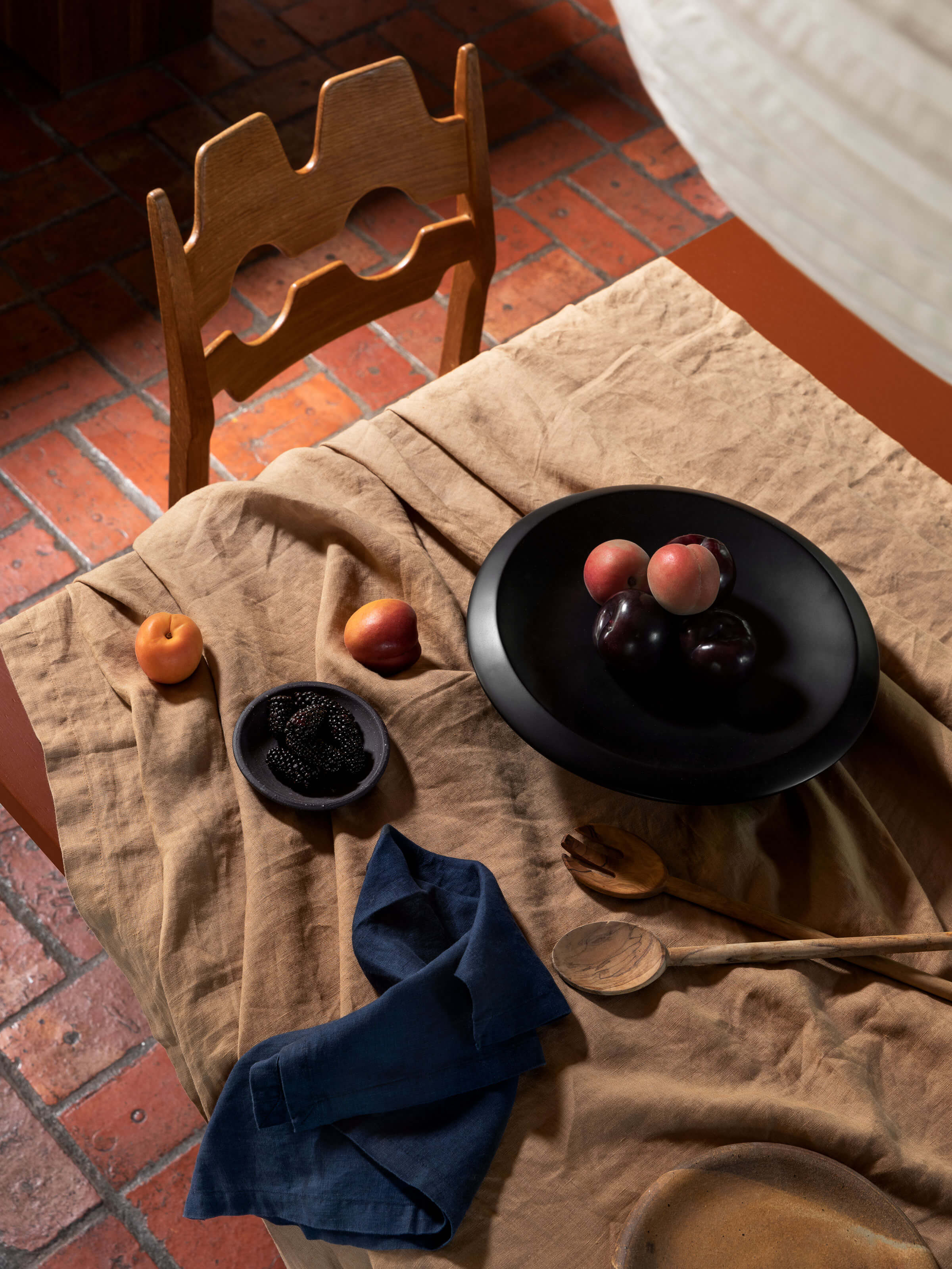 Moss Toffee French Linen Table Cloth