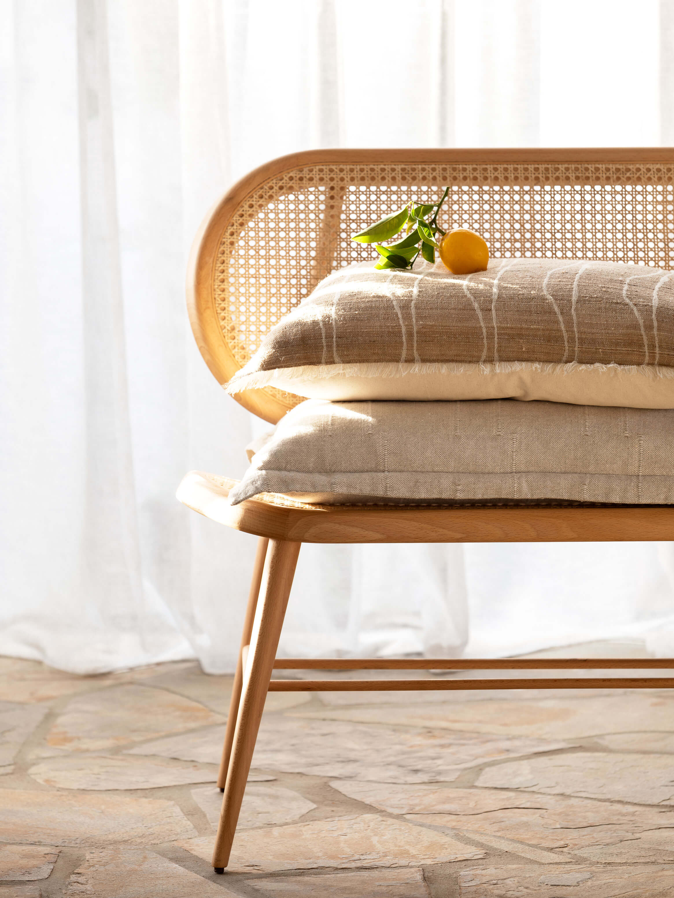 Palermo Natural French Linen Rectangle Cushion
