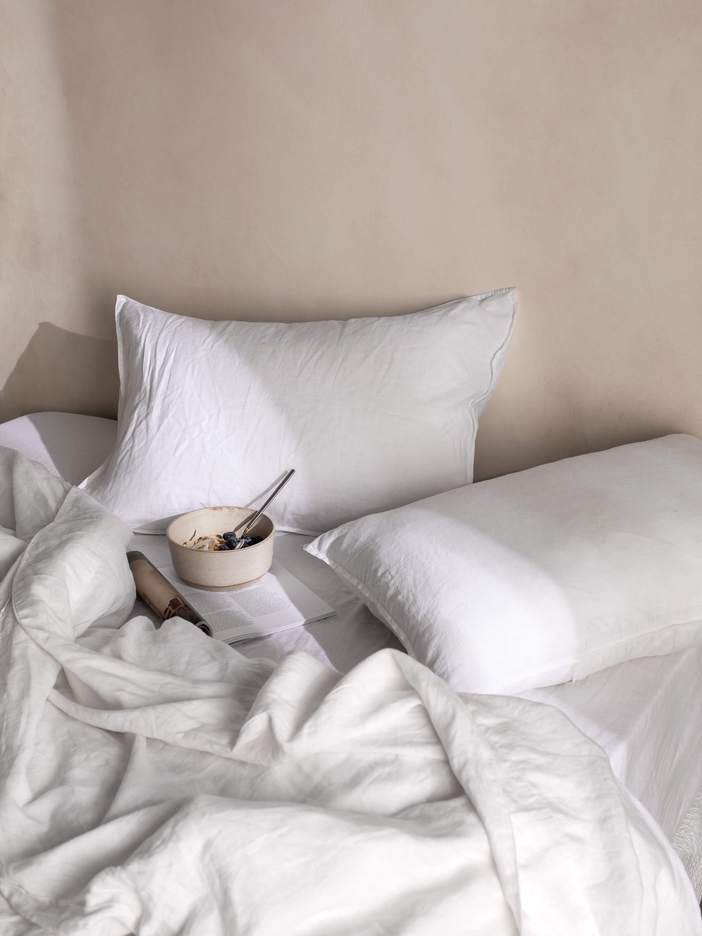 Mondo White Organic French Linen Pillowcases