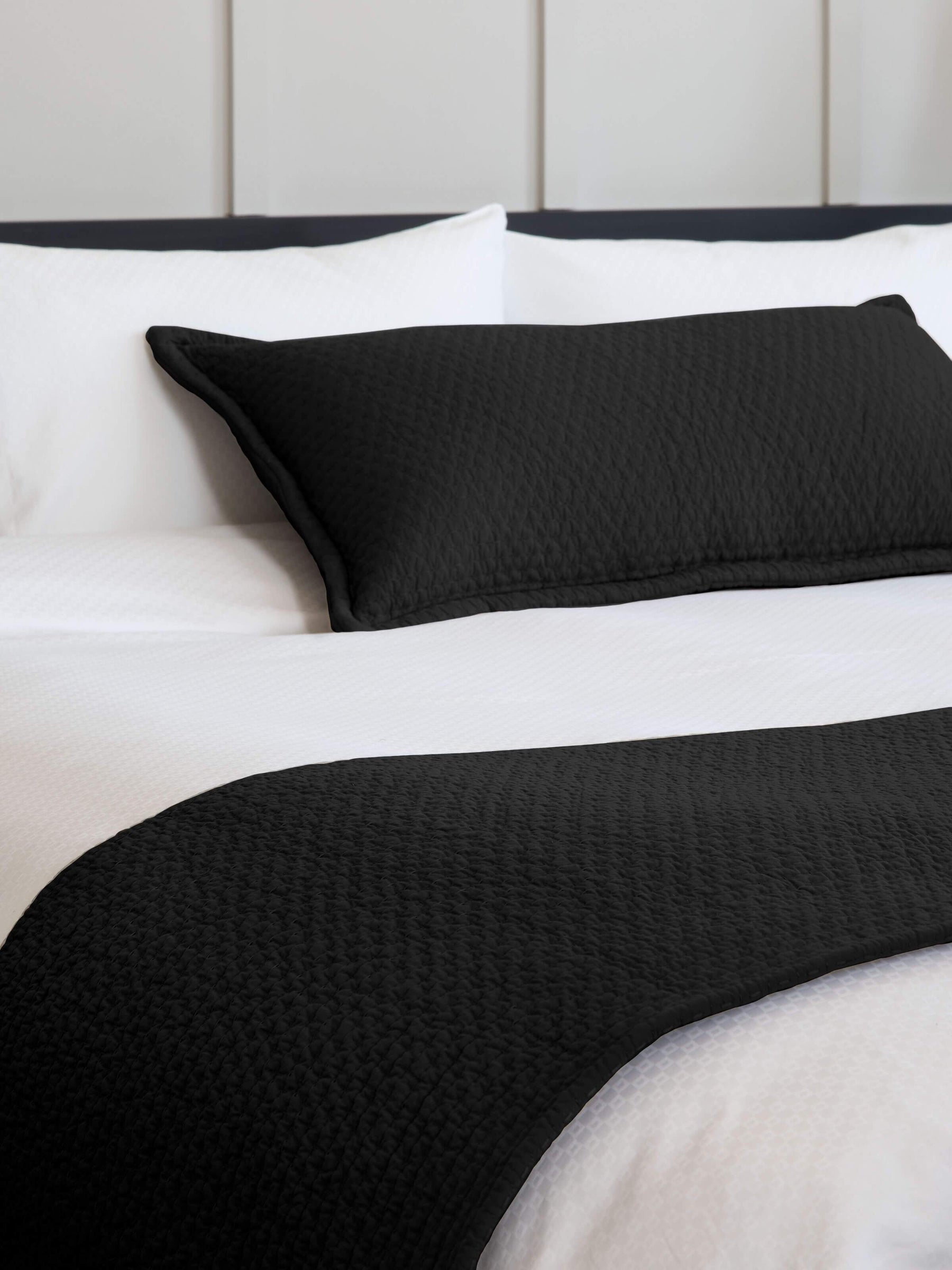 Buy Luxury Pure Cotton Black Bed Runners Online